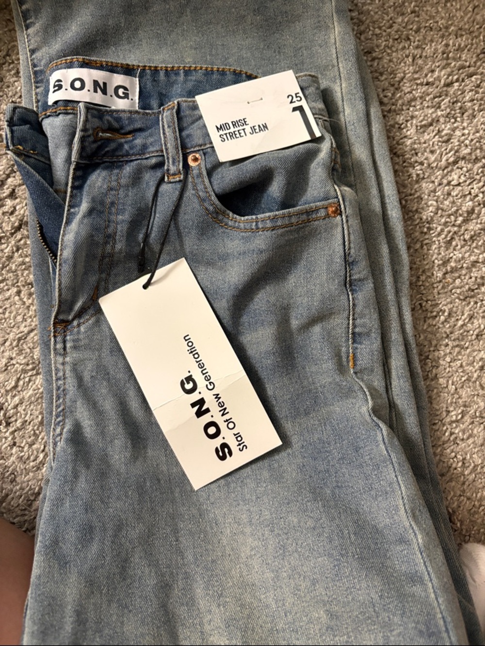 S.O.N.G. Mid Rise Street Jean - Light Wash Blue